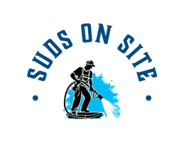 Suds On Site logo with cleaning silhouette.